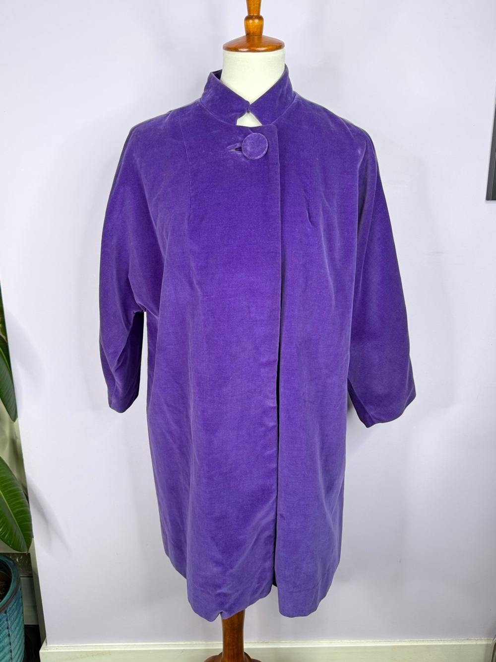 Lily Montez Vintage 1960's Purple Velvety Swing Coat with Gorgeous Floral Lining